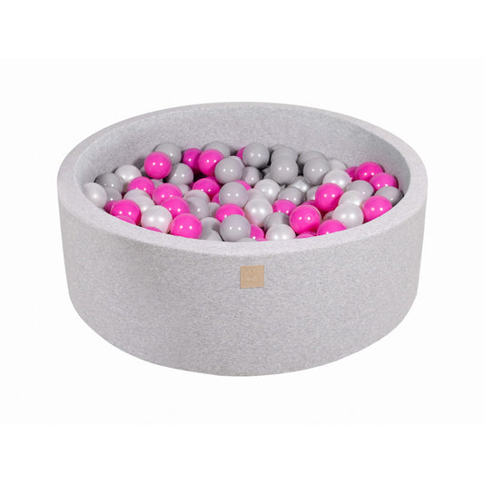 Round Ball Pit With 200 Balls, 90x30cm, Light Grey, Cotton