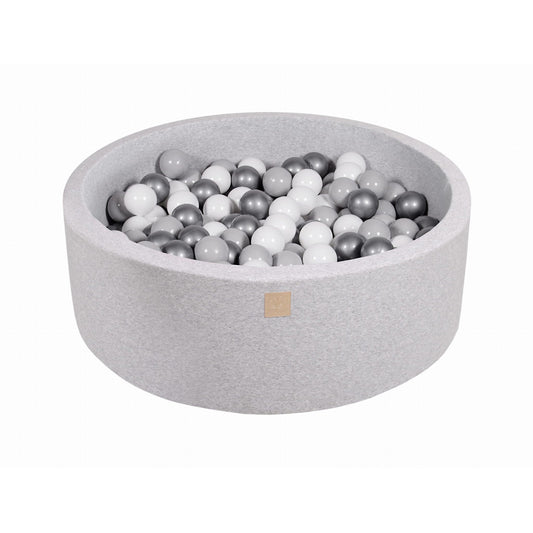 Round Ball Pit With 200 Balls, 90x30cm, Light Grey, Cotton