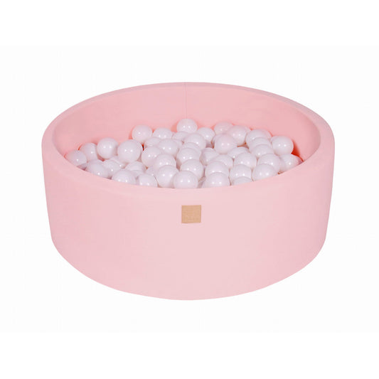 Round Ball Pit With 200 Balls, 90x30cm, Light Pink, Cotton