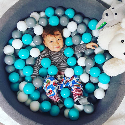 Round Ball Pit With 200 Balls, 90x30cm, Dark Grey, Cotton