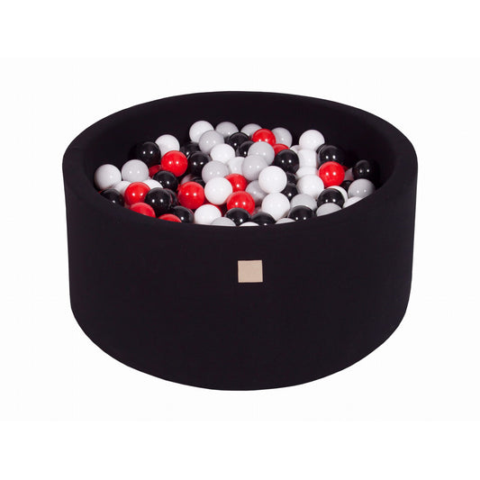 Round Ball Pit With 300 Balls, 90x40cm, Balck, Cotton