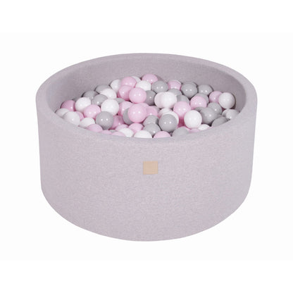 Round Ball Pit With 300 Balls, 90x40cm, Light Grey, Cotton