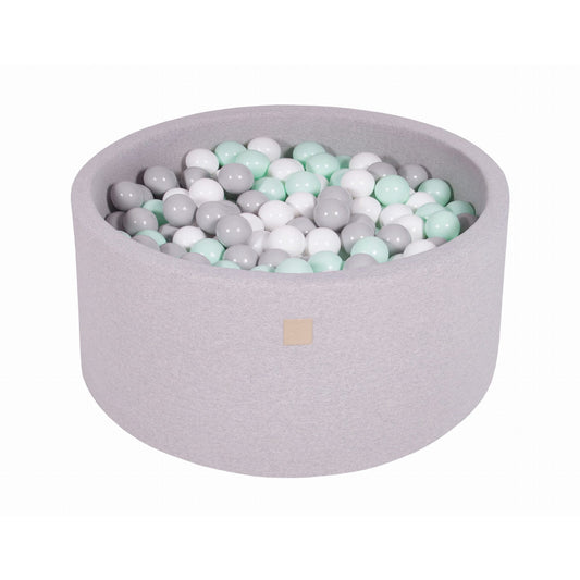 Round Ball Pit With 300 Balls, 90x40cm, Light Grey, Cotton