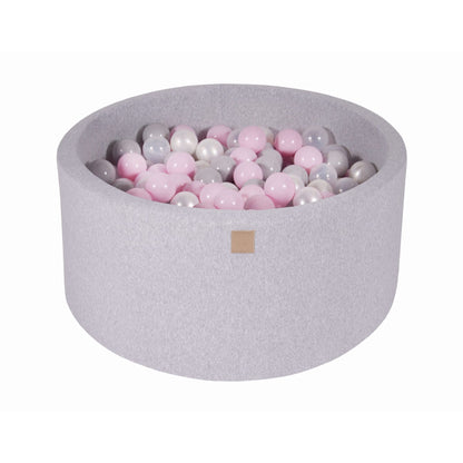 Round Ball Pit With 300 Balls, 90x40cm, Light Grey, Cotton