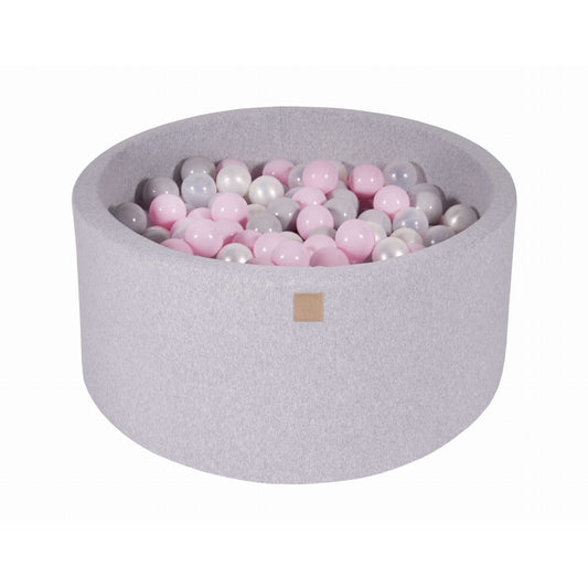 Round Ball Pit With 300 Balls, 90x40cm, Light Grey, Cotton