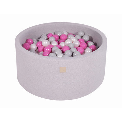 Round Ball Pit With 300 Balls, 90x40cm, Light Grey, Cotton