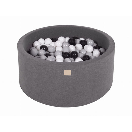 Round Ball Pit With 300 Balls, 90x40cm, Dark Grey, Cotton