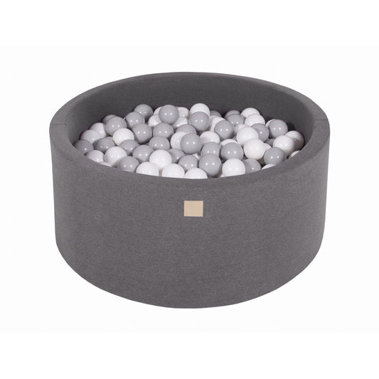 Round Ball Pit With 300 Balls, 90x40cm, Dark Grey, Cotton