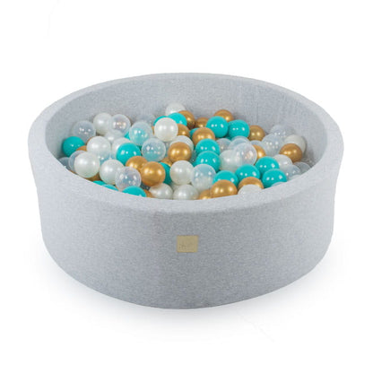 Round Ball Pit With 250 Balls, 90x30cm, Light Grey, Cotton, Model Dreams