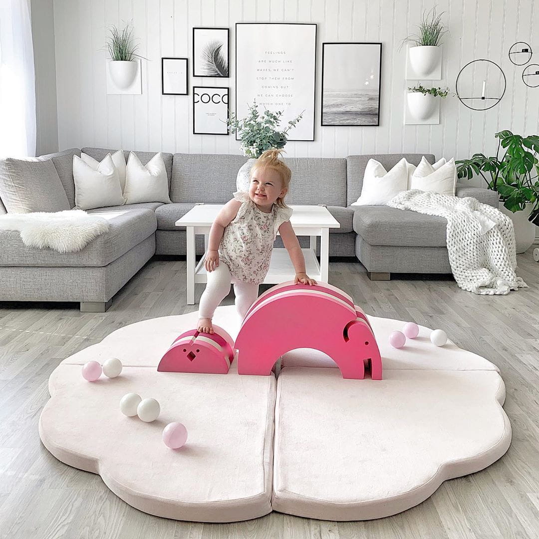 Baby Cloud 160x160cm Foam Foldable Play Mat Certified, Velvet, Light Pink