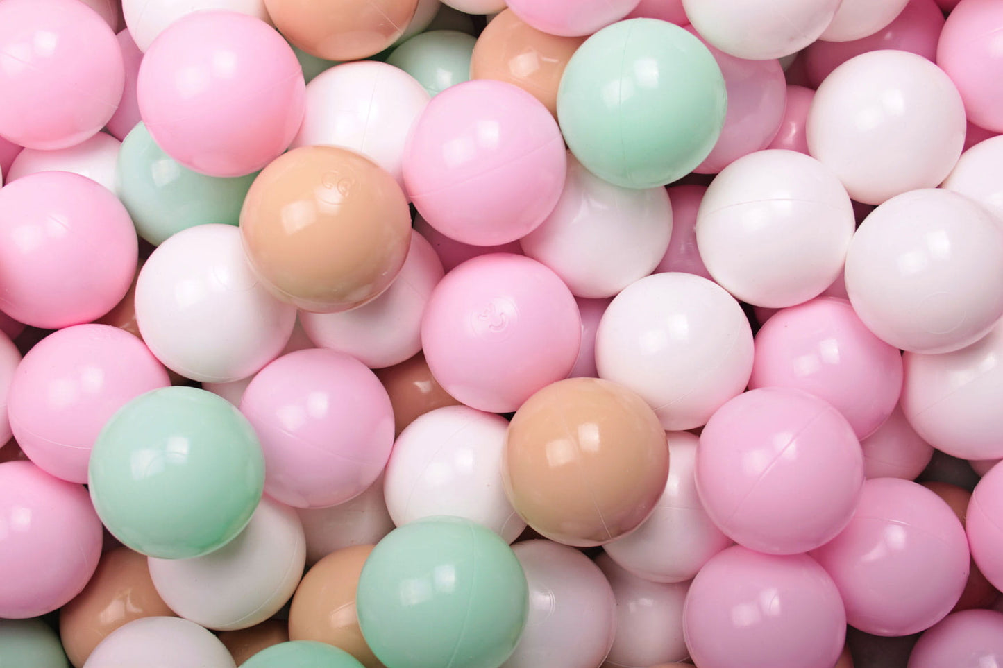 Soft Plastic Balls 7cm For The Ball Pit Certified Set 100pcs: Mint/Beige/Pastel Pink/White