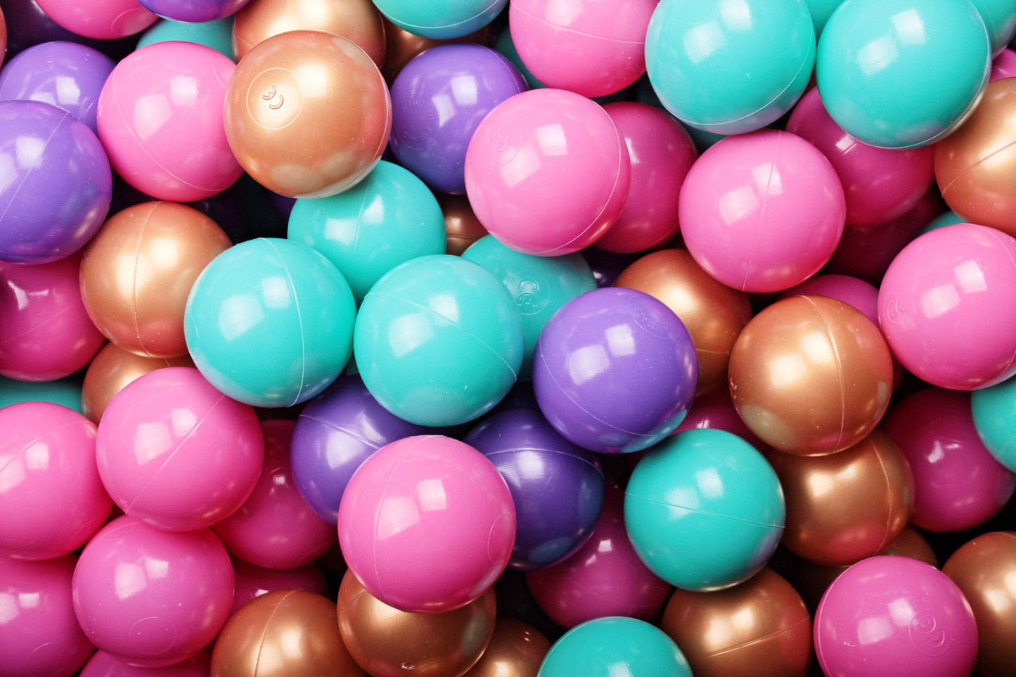 Soft Plastic Balls 7cm For The Ball Pit Certified Set 100pcs: Violet/Gold/Dark Pink/Turqouise