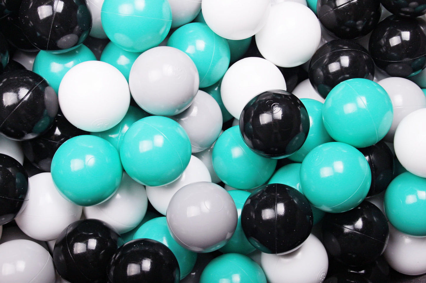 Soft Plastic Balls 7cm For The Ball Pit Certified Set 100pcs: White/Gray/Black/Turqouise