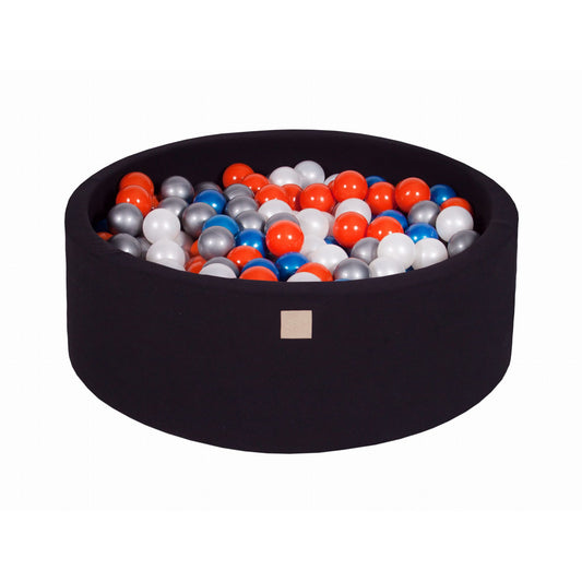 Round Ball Pit With 200 Balls, 90x30cm, Black, Cotton