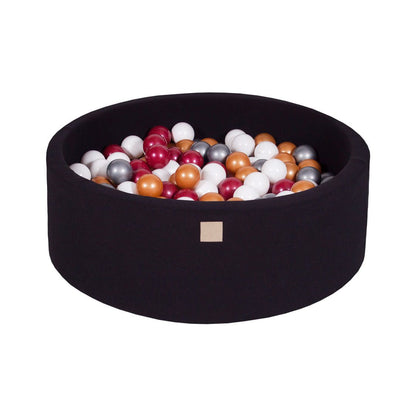 Round Ball Pit With 200 Balls, 90x30cm, Black, Cotton