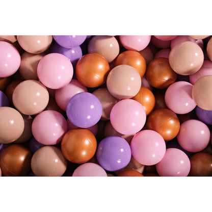 Round Ball Pit With 200 Balls, 90x30cm, Light Pink, Cotton