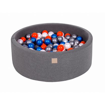 Round Ball Pit With 200 Balls, 90x30cm, Dark Grey, Cotton