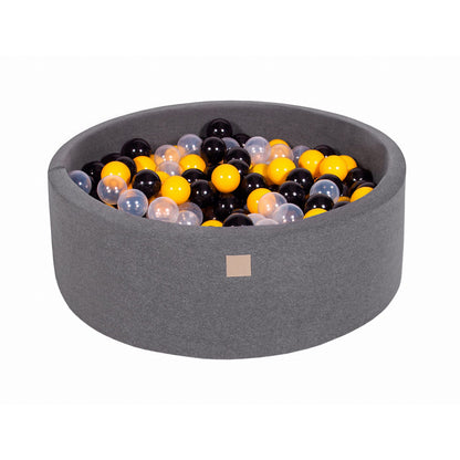 Round Ball Pit With 200 Balls, 90x30cm, Dark Grey, Cotton