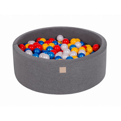 Round Ball Pit With 200 Balls, 90x30cm, Dark Grey, Cotton