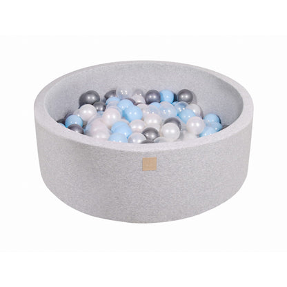 Round Ball Pit With 200 Balls, 90x30cm, Light Grey, Cotton