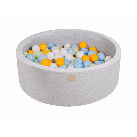 Round Ball Pit With 200 Balls, 90x30cm, Light Grey, Cotton