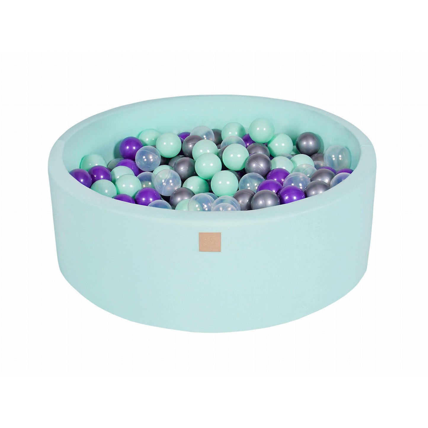 Baby Foam Round Ball Pit 90x30cm With 200 Balls 7cm Certified, Cotton, Mint: Mint/Transparent/Silver/Violet