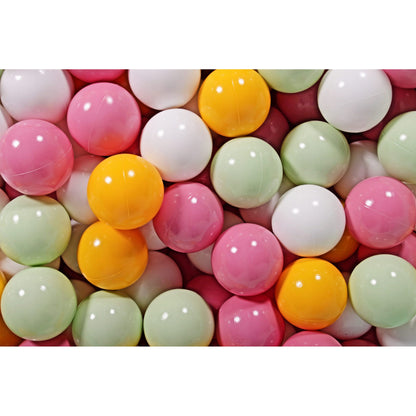 Baby Foam Round Ball Pit 90x30cm With 200 Balls 7cm Certified, Cotton, Mint: White/Light Green/Light Pink/Yellow