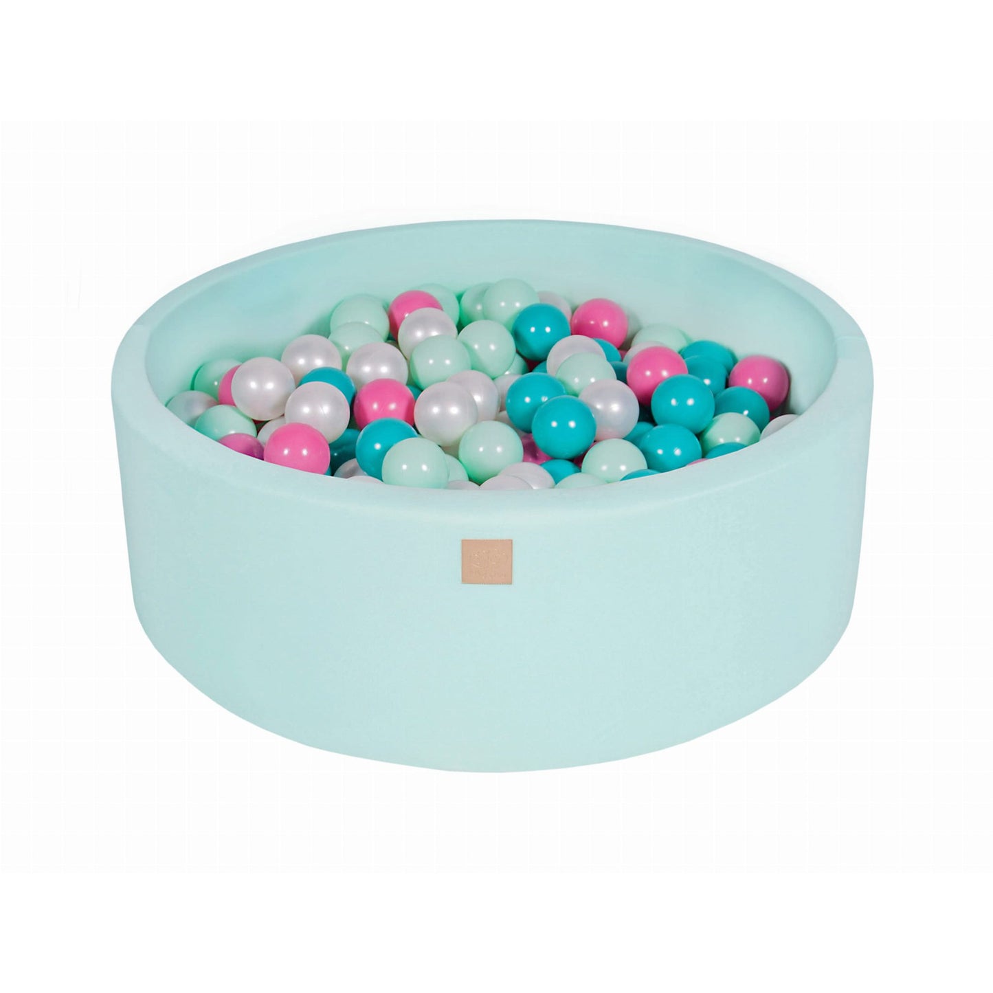 Baby Foam Round Ball Pit 90x30cm With 200 Balls 7cm Certified, Cotton, Mint: White Pearl/Turquoise/Light Pink/Mint