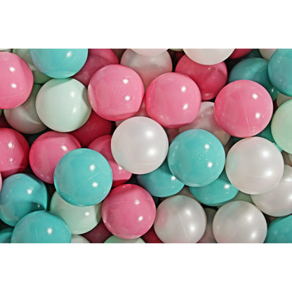 Baby Foam Round Ball Pit 90x30cm With 200 Balls 7cm Certified, Cotton, Mint: White Pearl/Turquoise/Light Pink/Mint