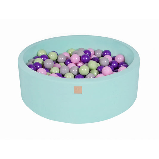 Baby Foam Round Ball Pit 90x30cm With 200 Balls 7cm Certified, Cotton, Mint: Pastel Pink/Gray/Violet/Light Green