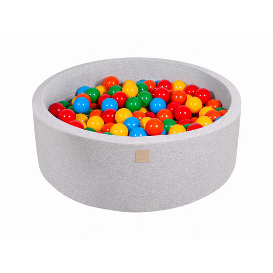 Round Ball Pit With 200 Balls, 90x30cm, Light Grey, Cotton