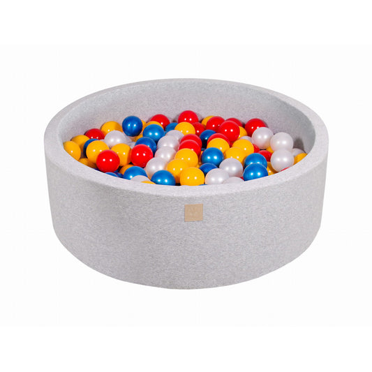 Round Ball Pit With 200 Balls, 90x30cm, Light Grey, Cotton