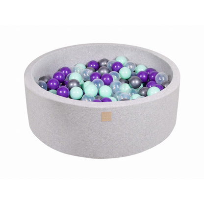 Round Ball Pit With 200 Balls, 90x30cm, Light Grey, Cotton