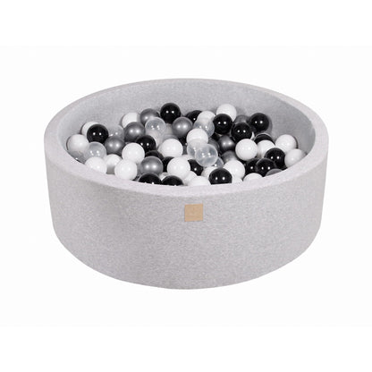 Round Ball Pit With 200 Balls, 90x30cm, Light Grey, Cotton