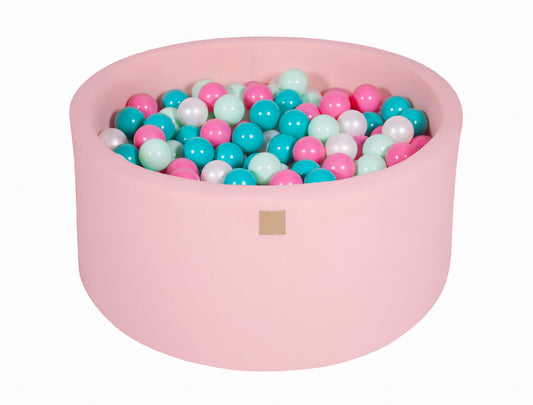 Round Ball Pit With 300 Balls, 90x40cm, Light Pink, Cotton