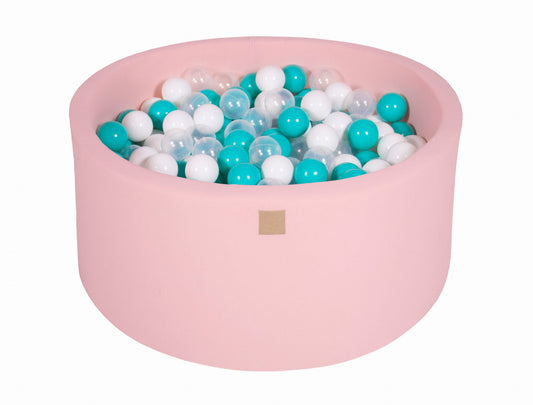 Round Ball Pit With 300 Balls, 90x40cm, Light Pink, Cotton