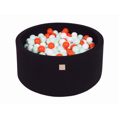 Round Ball Pit With 300 Balls, 90x40cm, Balck, Cotton