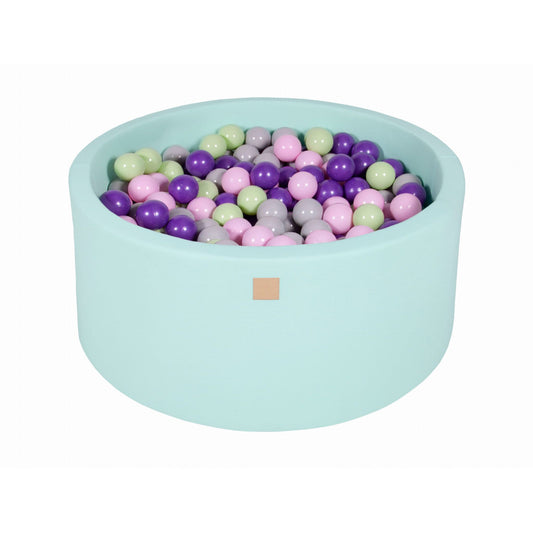 Baby Foam Round Ball Pit 90x40cm With 300 Balls 7cm Certified, Cotton, Mint: Pastel Pink/Gray/Violet/Light Green