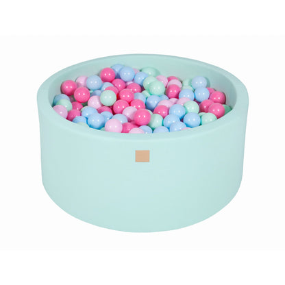 Baby Foam Round Ball Pit 90x40cm With 300 Balls 7cm Certified, Cotton, Mint: Mint/Baby Blue/Light Pink/Pastel Pink