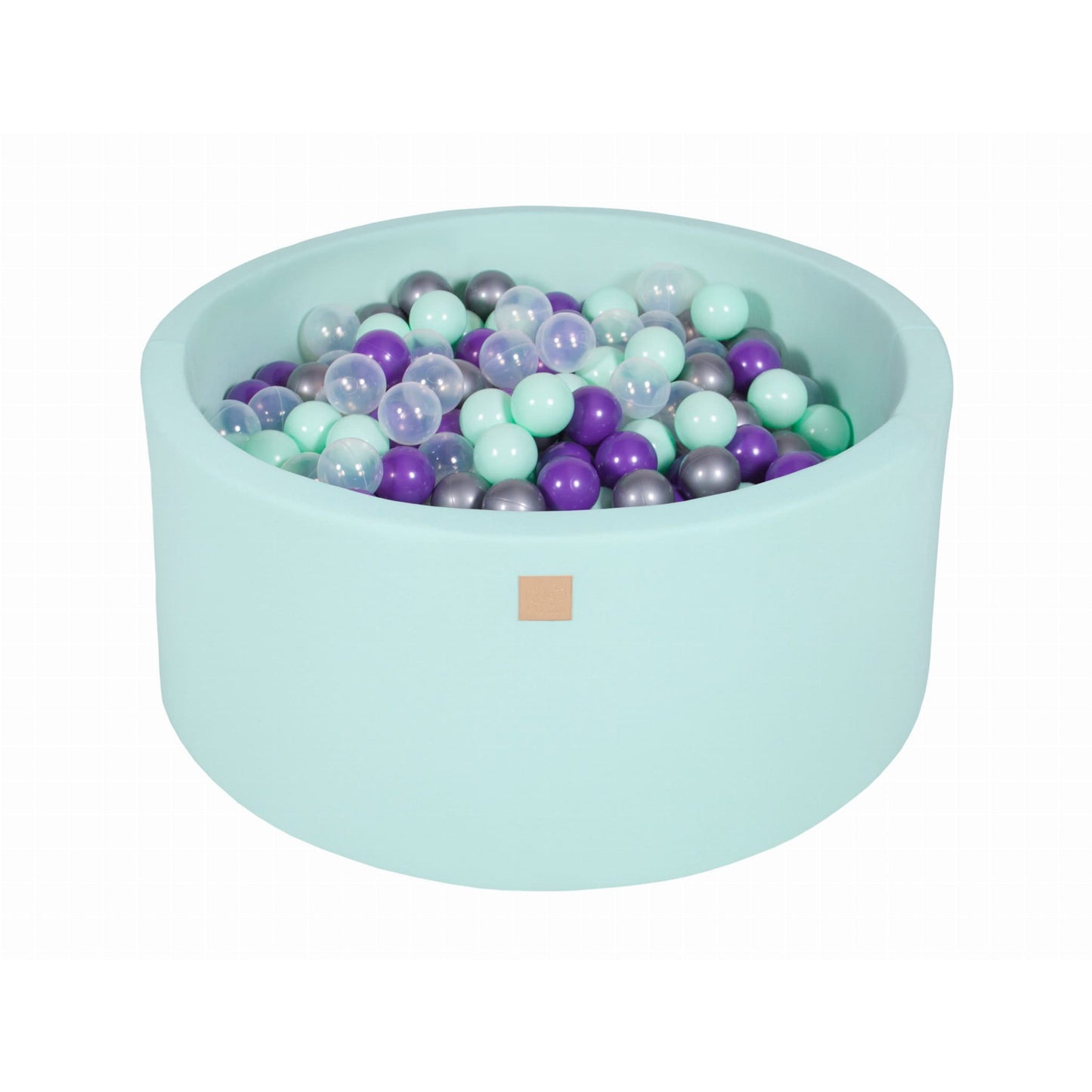 Baby Foam Round Ball Pit 90x40cm With 300 Balls 7cm Certified, Cotton, Mint: Mint/Transparent/Silver/Violet