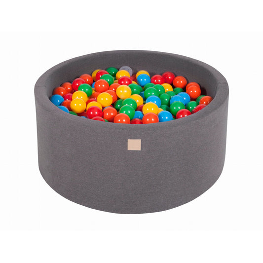 Round Ball Pit With 300 Balls, 90x40cm, Dark Grey, Cotton