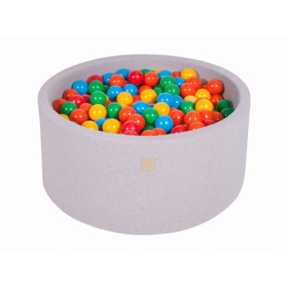 Round Ball Pit With 300 Balls, 90x40cm, Light Grey, Cotton