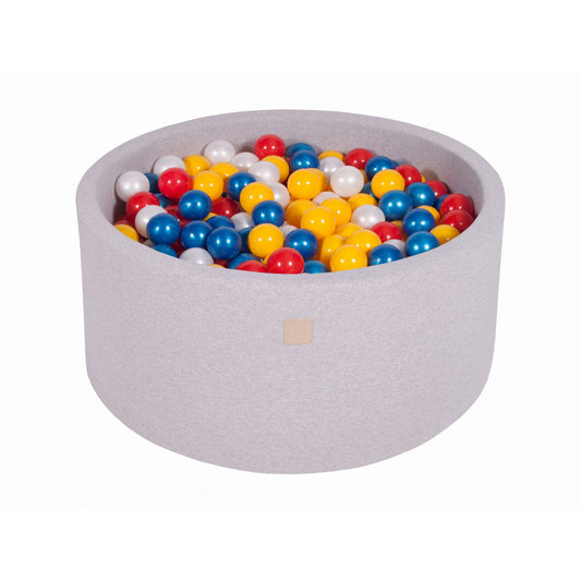 Round Ball Pit With 300 Balls, 90x40cm, Light Grey, Cotton