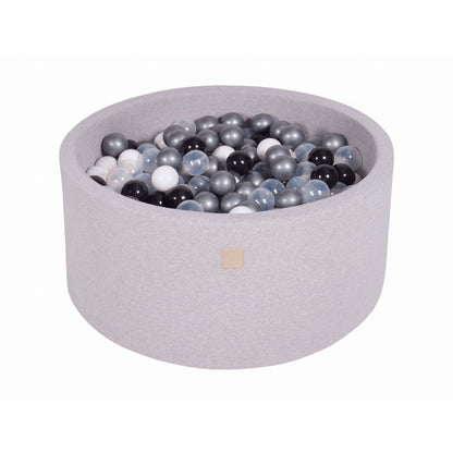 Round Ball Pit With 300 Balls, 90x40cm, Light Grey, Cotton