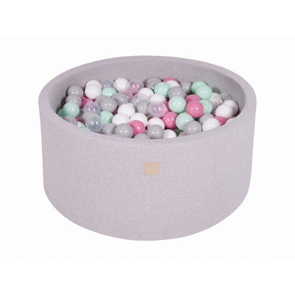 Round Ball Pit With 300 Balls, 90x40cm, Light Grey, Cotton