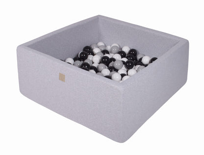 Square Ball Pit With 200 Balls, 90x90x40cm, Light Grey, Cotton