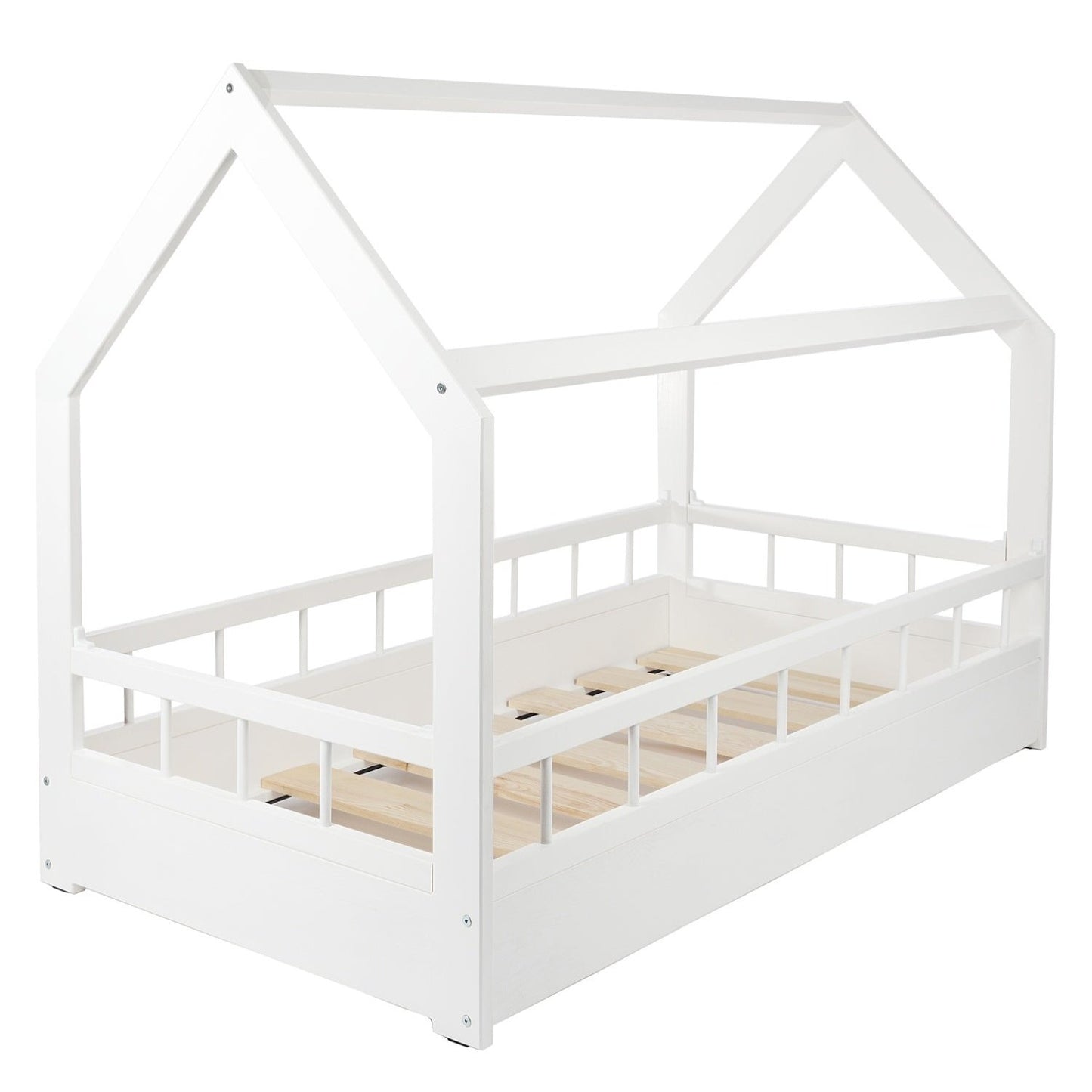 Velinda Scandinavian Kids Bed - Pine Wood, 120cm Height - Play & Sleep - Fits 80x160cm Mattress