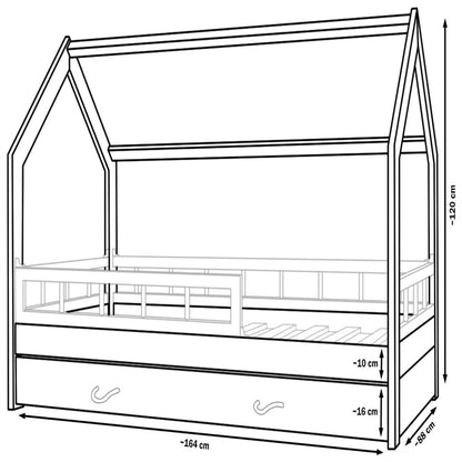 Velinda Scandinavian House Bed with Storage - Pine Wood, Durable & Safe