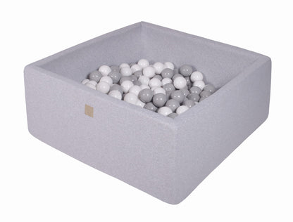 Square Ball Pit With 200 Balls, 90x90x40cm, Light Grey, Cotton