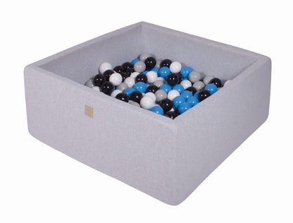 Square Ball Pit With 200 Balls, 90x90x40cm, Light Grey, Cotton